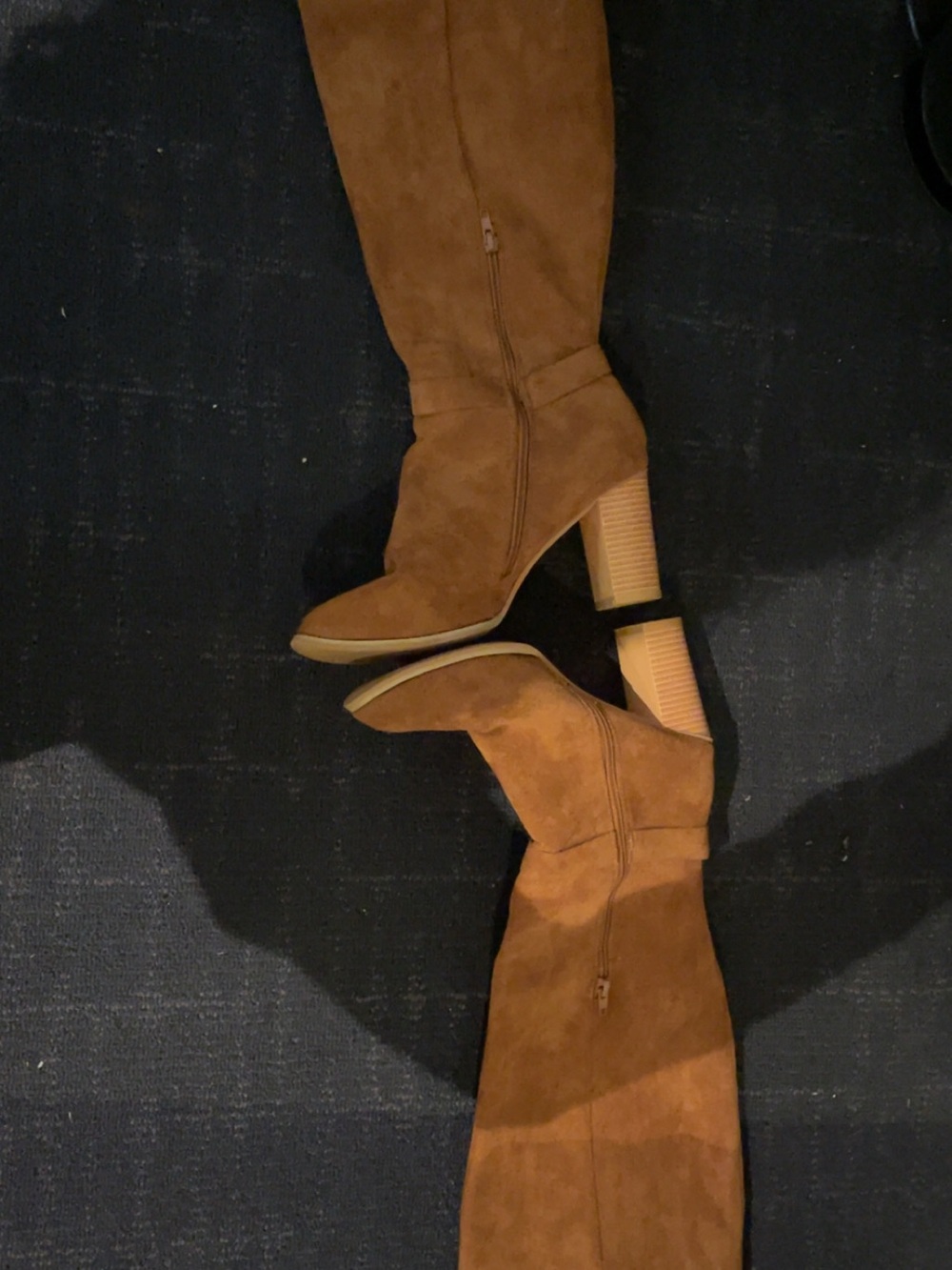 Women's Tall Suede Block Heel Boots - Brown